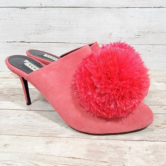 Eugenia Kim feather pom mule heels - Picture 3 of 11